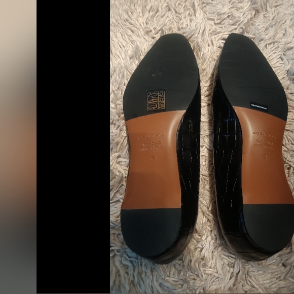 NWOT Aquatalia Marcella Glossy Black Croc-Embossed Leather Loafers - Picture 4 of 6